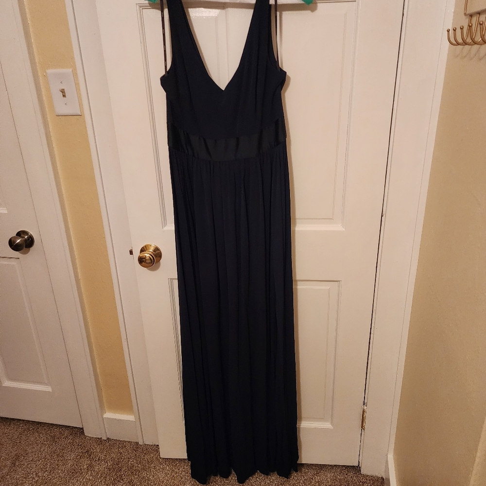 Navy Vera Wang Full Length Dress with Slit